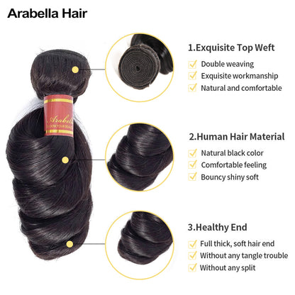 {12A 1Pc} Loose Wave Unprocessed Virgin Brazilian 1 Piece 12A Grade Hair Bundle Human Hair Extensions