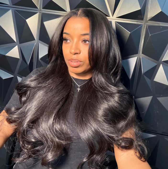 Long Body Wave Free Part Natural Black 13*6 Inch Lace Frontal Wig 210% Density Human Hair Wig - arabellahair.com