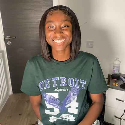 15A Double Drawn Bob Wig T Part Lace Frontal Human Hair Wig Middle Part Side Part Wig - arabellahair.com