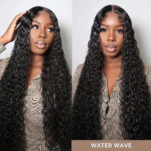 Arabella 6x5/13x4 Lace Glueless Water Wave Wig Pre-cut Lace Natural Black Beginner Friendly
